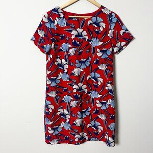 J Crew Floral Red Blue Mini Dress